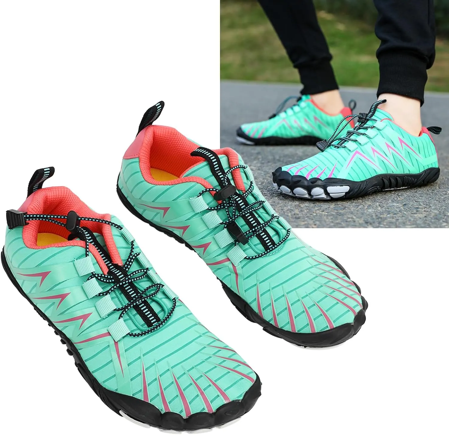 VBESTLIFE Women Climbing Shoes Prevent Slip Breathable Lightweight Lady Water Shoes for Beach Hiking Driving Green
