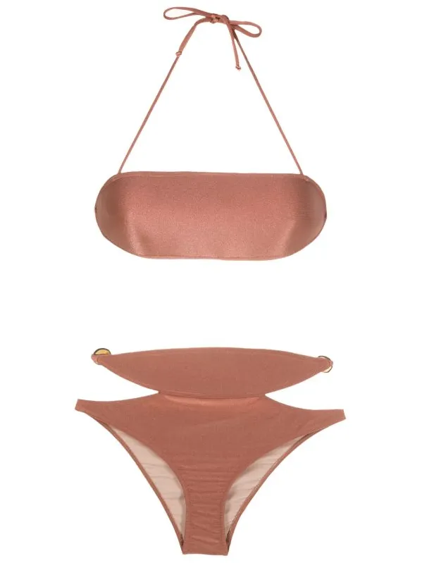 Vintage Orchid Solid High-Waisted Cut-Out Bikini