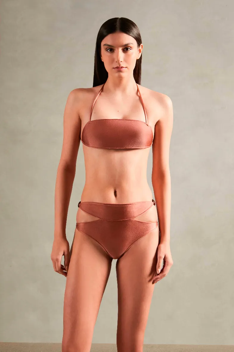 Vintage Orchid Solid High-Waisted Cut-Out Bikini