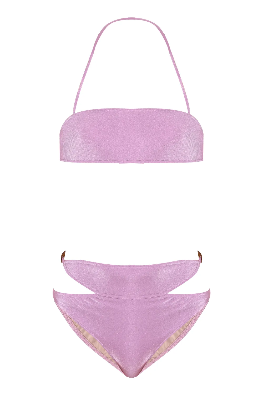 Vintage Orchid Solid High-Waisted Cut-Out Bikini