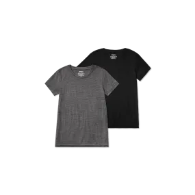 Women's Merino Wool Blend Crew Neck Short Sleeve T-Shirt 2-Pack