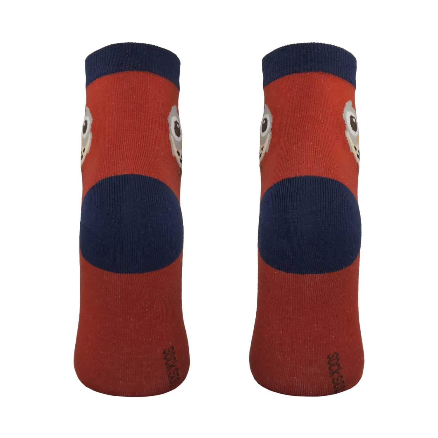 Women's Owl Design Crew Socks - Red