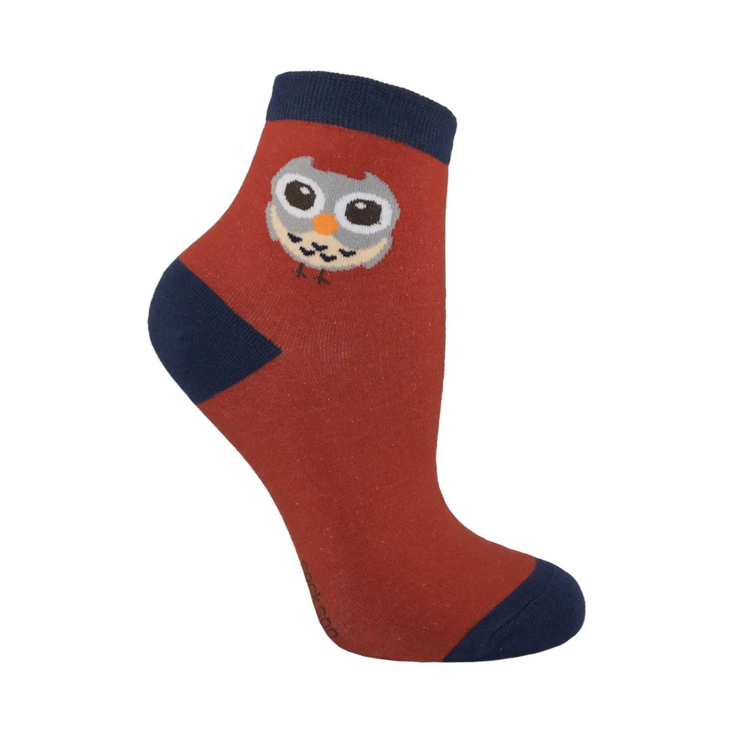 Women's Owl Design Crew Socks - Red