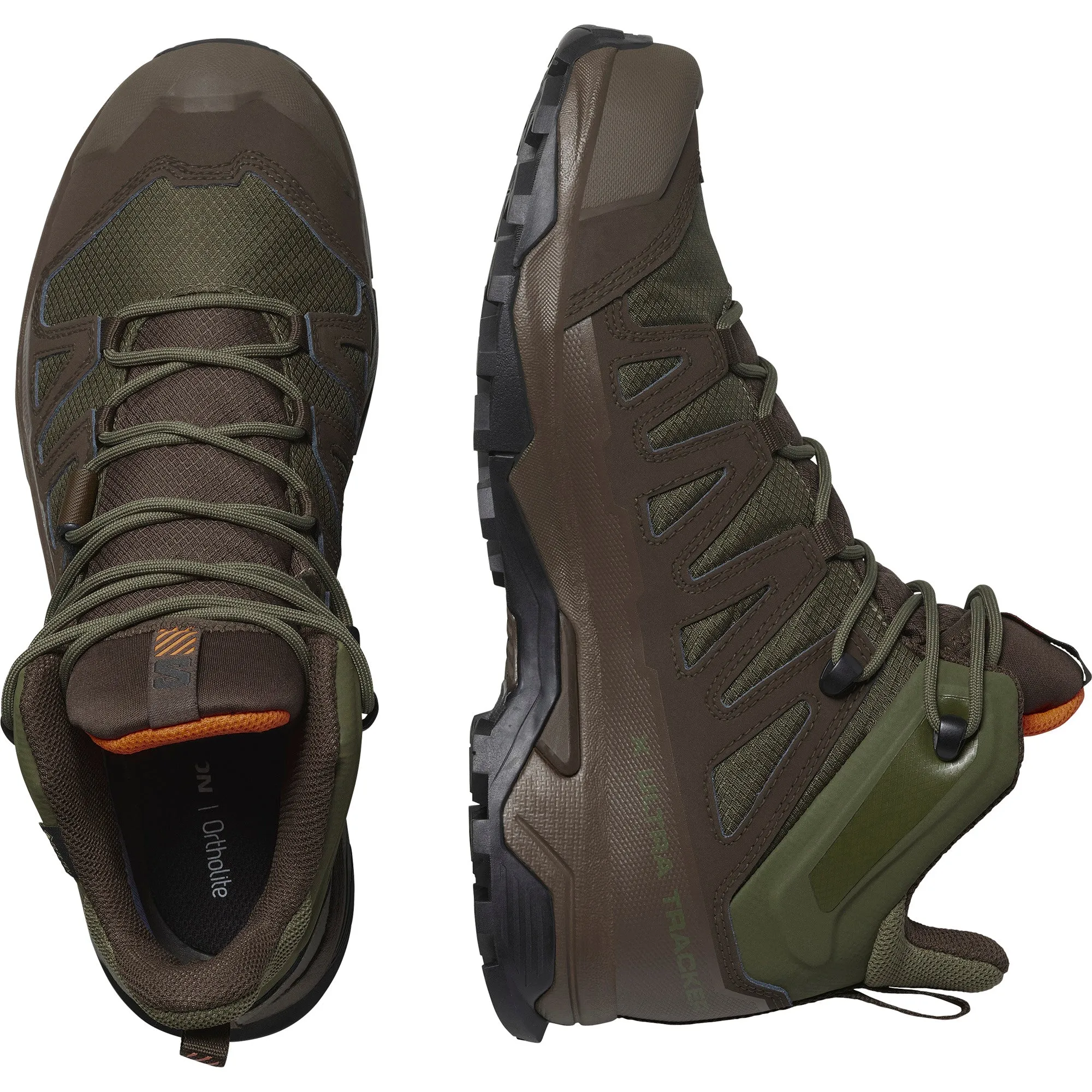 X ULTRA TRACKER GTX Unisex Outdoor Hiking Shoes Ranger Green / Earth Brown / Shocking Orange